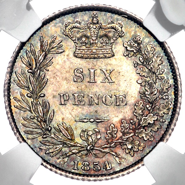1854 Victoria Sixpence Choice Uncirculated. NGC - MS64