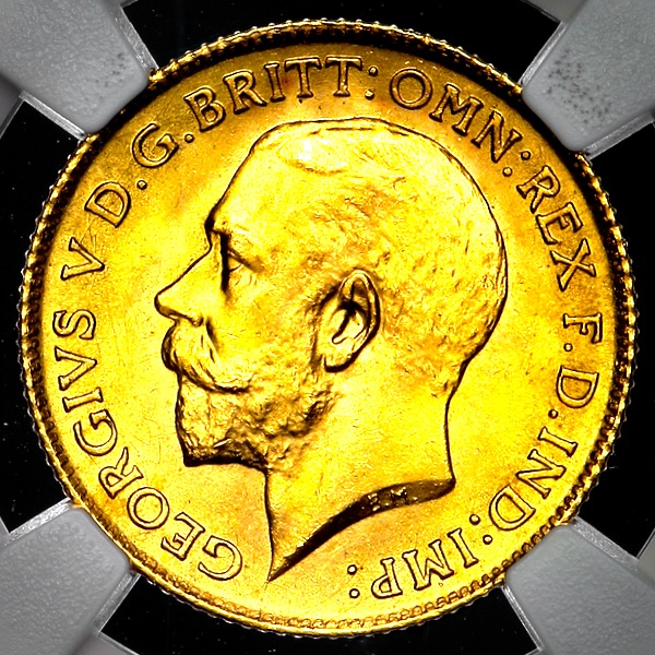 1911 George V Half Sovereign Brilliant Uncirculated. PCGS - MS66