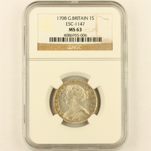 1708 Anne Shilling Uncirculated Grade
