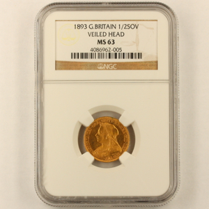 1893 Victoria Old Head Half Sovereign Uncirculated Grade