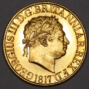 1817 George III Sovereign Brilliant Uncirculated Grade. NGC MS64