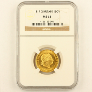 1817 George III Sovereign Brilliant Uncirculated Grade. NGC MS64