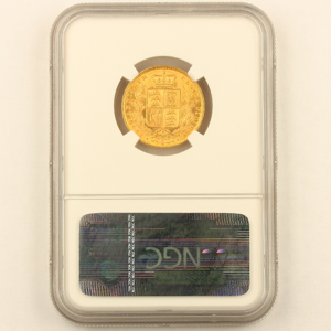 1859 Victoria Sovereign Uncirculated Grade. PCGS Mint State 63