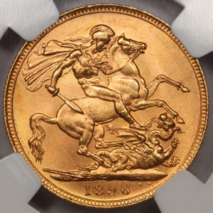 1896 Victoria Old Head Sovereign Uncirculated Grade. NGC Mint State 64