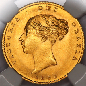 1838 Victoria Half Sovereign Choice uncirculated grade