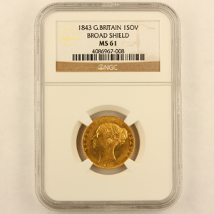 1843 Victoria Sovereign NGC - Mint State 61