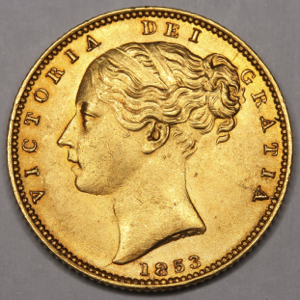 1853 Victoria Sovereign Uncirculated Grade. PCGS - MS63