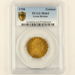1798 George III Guinea Uncirculated Grade. PCGS - MS63