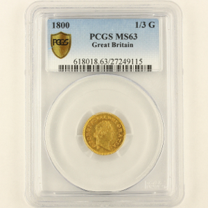 1800 George III Third Guinea Uncirculated Grade. PCGS - MS63