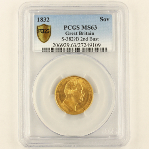 1832 William IV Sovereign Uncirculated Grade. PCGS - MS63