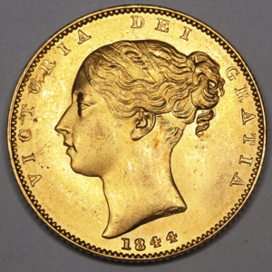 1844 Victoria Sovereign Uncirculated Grade. PCGS - MS63+