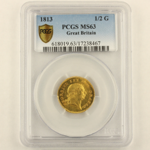 1813 George III Half Guinea Uncirculated Grade. PCGS - MS63