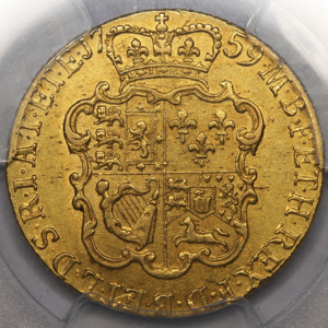 1759 George II Guinea Extremely fine grade. PCGS - AU58