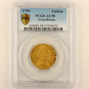 1799 George III Guinea Extremely fine grade. PCGS - AU58