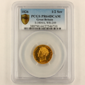 1826 George IV Half Sovereign PCGS - PR64DCAM