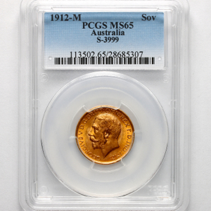 1912 George V Sovereign Brilliant Uncirculated Grade. NGC - MS65