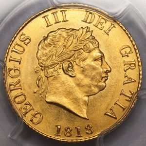 1818 George III Half Sovereign Uncirculated Grade. PCGS - MS63
