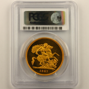 1887 Victoria Five Pounds Uncirculated. PCGS - PR63+