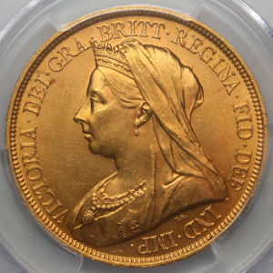 1893 Victoria Old Head £5 Uncirculated Grade. PCGS - MS63