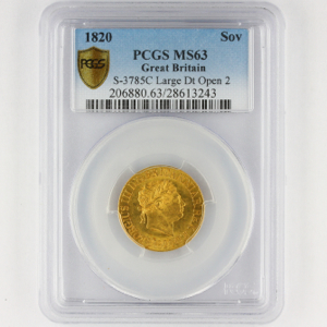 1820 George III Sovereign Uncirculated Grade. PCGS - MS63