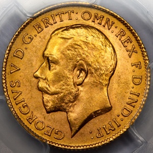 1918 George V Half Sovereign Uncirculated Grade. PCGS - MS63