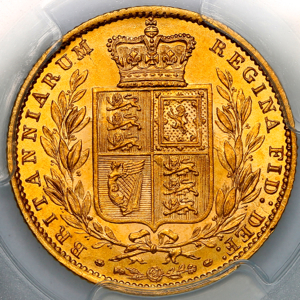 1858 Victoria Sovereign Brilliant Uncirculated. PCGS - MS65