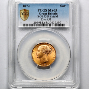 1872 Victoria Sovereign Brilliant Uncirculated. PCGS - MS65