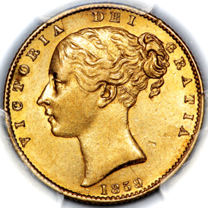 1859 Victoria Sovereign PCGS - About Uncirculated 55