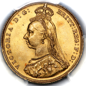 1887 Victoria Jubilee Head Sovereign Choice Uncirculated. PCGS - MS64