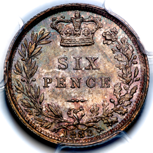 1883 Victoria Sixpence Brilliant Uncirculated. PCGS - MS65