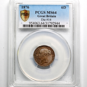 1876 Victoria Sixpence Choice Uncirculated. PCGS - MS64