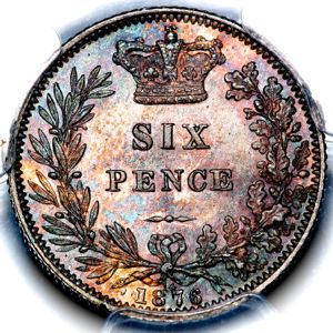 1876 Victoria Sixpence Choice Uncirculated. PCGS - MS64