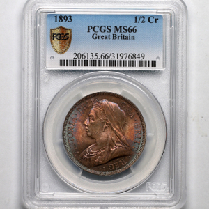 1893 Victoria Old Head Halfcrown PCGS - MS66