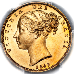 1849 Victoria Sovereign PCGS - MS65