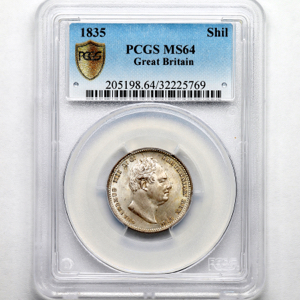 1835 William IV Shilling Choice Uncirculated. PCGS - MS64