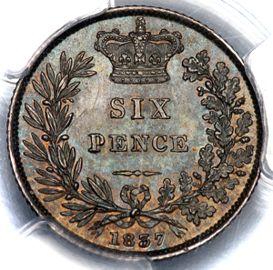 1837 William IV Sixpence PCGS - MS64
