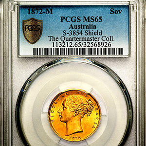 1872 Victoria Sovereign Brilliant Uncirculated. PCGS - MS65