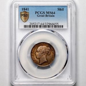 1841 Victoria Shilling Choice Uncirculated. PCGS - MS64