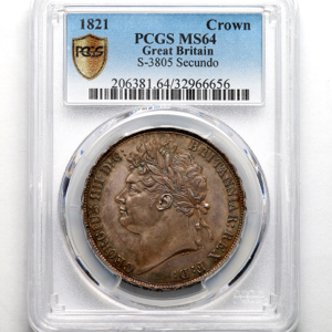 1821 George IV Crown Choice Uncirculated. PCGS - MS64