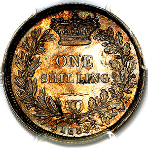1839 Victoria Shilling PCGS - MS65