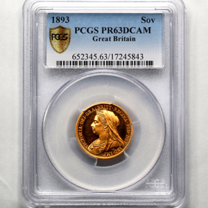 1893 Victoria Old Head Proof Sovereign PCGS - PR63 DCAM