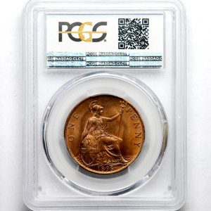 1896 Victoria Old Head Penny PCGS - MS65 RD