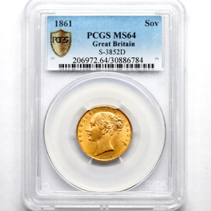 1861 Victoria Sovereign PCGS - MS64