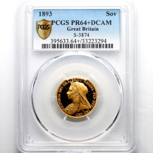 1893 Victoria Old Head Proof Sovereign PCGS - PR64+DCAM