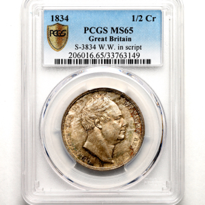 1834 William IV Halfcrown Brilliant Uncirculated. PCGS - MS65