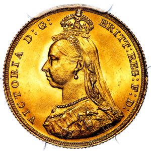 1887 Victoria Jubilee Head Sovereign Brilliant Uncirculated. PCGS - MS65