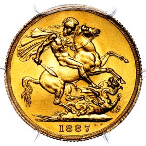 1887 Victoria Jubilee Head Sovereign Brilliant Uncirculated. PCGS - MS65
