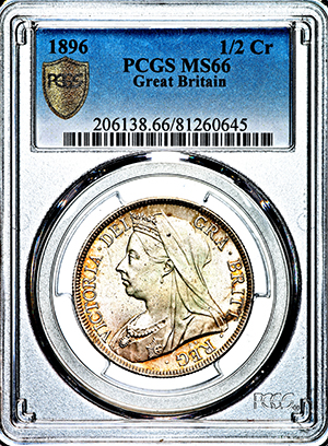 1896 Victoria Old Head Halfcrown Practically FDC. PCGS - MS66