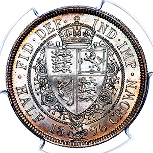 1896 Victoria Old Head Halfcrown Practically FDC. PCGS - MS66