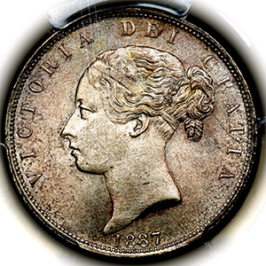 1887 Victoria Young Head Halfcrown Choice Uncirculated. PCGS - MS64